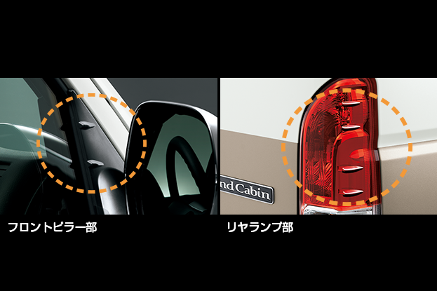 旭川 トヨタ 旭川ヨペット ハイエースワゴン エアロスタビライジングフィン&整流形状